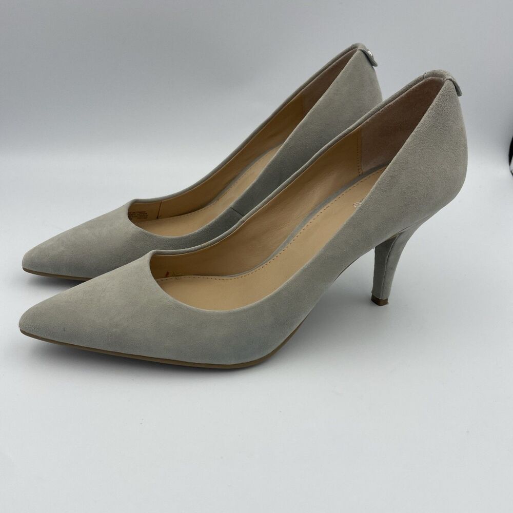Michael Kors Dorothy Flex Pump Heels Size 7.5 Grey Suede Slip On Pointy Toe Shoe - Picture 5 of 9